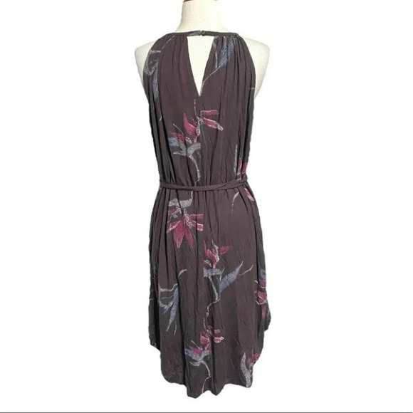 Lucky Brand M brown floral sleeveless halter neck dress with scoop hem - Picture 6 of 8
